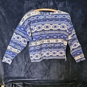 Blue and White Patterned Sweater